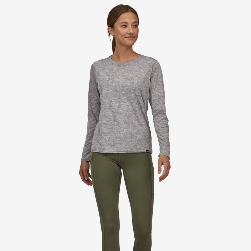 Patagonia Womens Long Sleeved Capilene Cool Daily Shirt Feather Gray Grey Medium